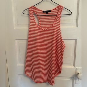 Knit white and salmon pink stripped tank - medium.